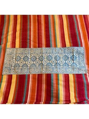 Blue & White Patterned Cotton Table Runner One Size